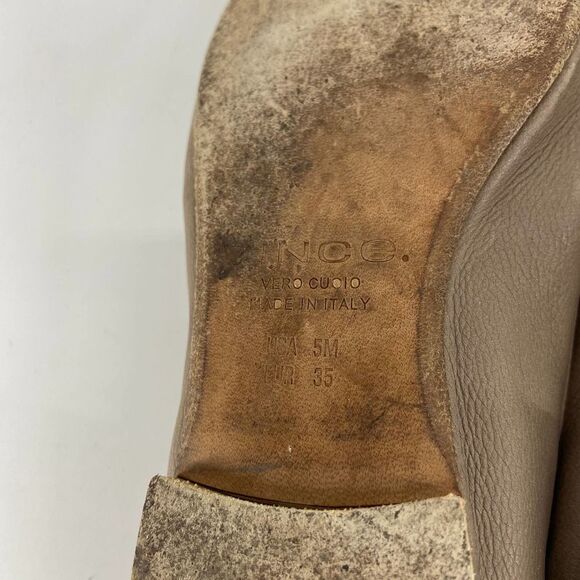 Vince Taupe Tan Leather Round toe Flat Loafer Womens 5.5 - Picture 5 of 6